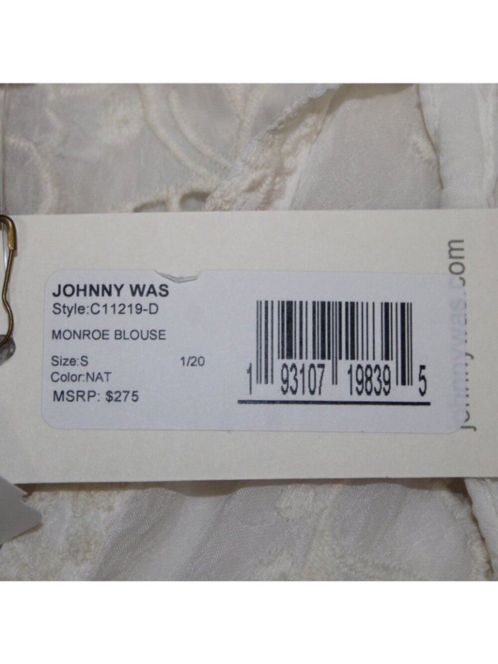Johnny Was Top $275 Monroe Sz S White Embroidered 100% Rayon Poly Top - Picture 7 of 11